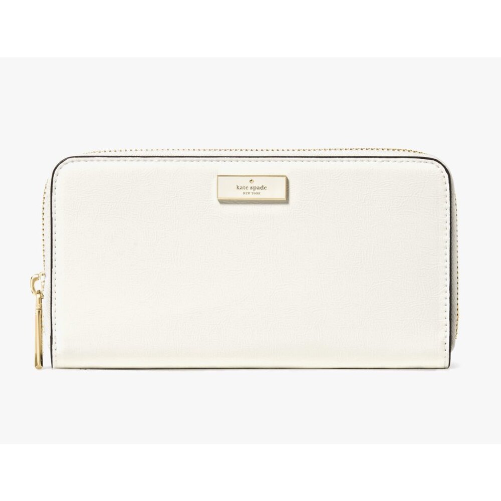 New Kate Spade Bridget Crinkle Patent Large Continental Wallet Meringue